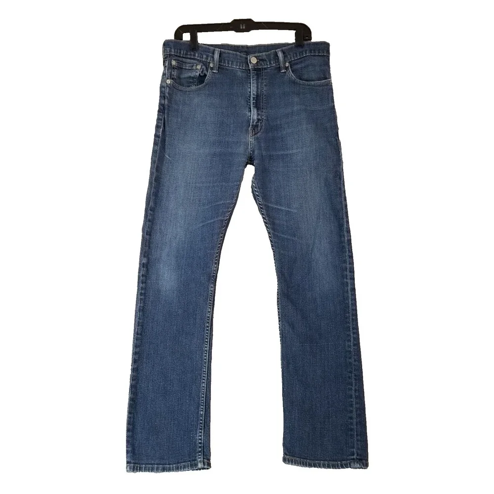Levi's 514 jeans men's 36x32 slim straight blue Flex denim pants flawed trashed